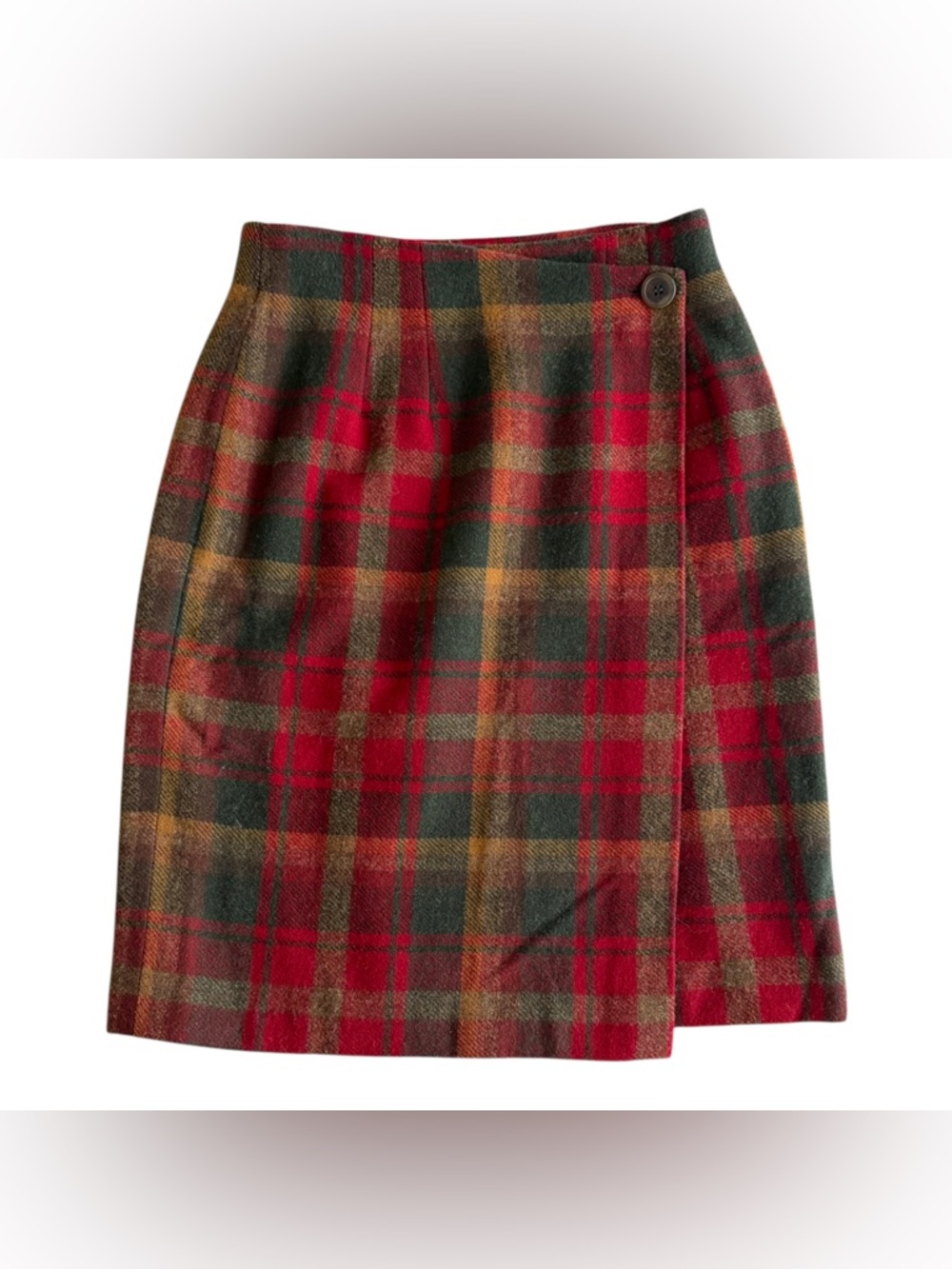 Vintage 80s Pendleton Size 8 Knockabout 100% Wool Red Green Plaid Wrap Skirt USA - Picture 3 of 9